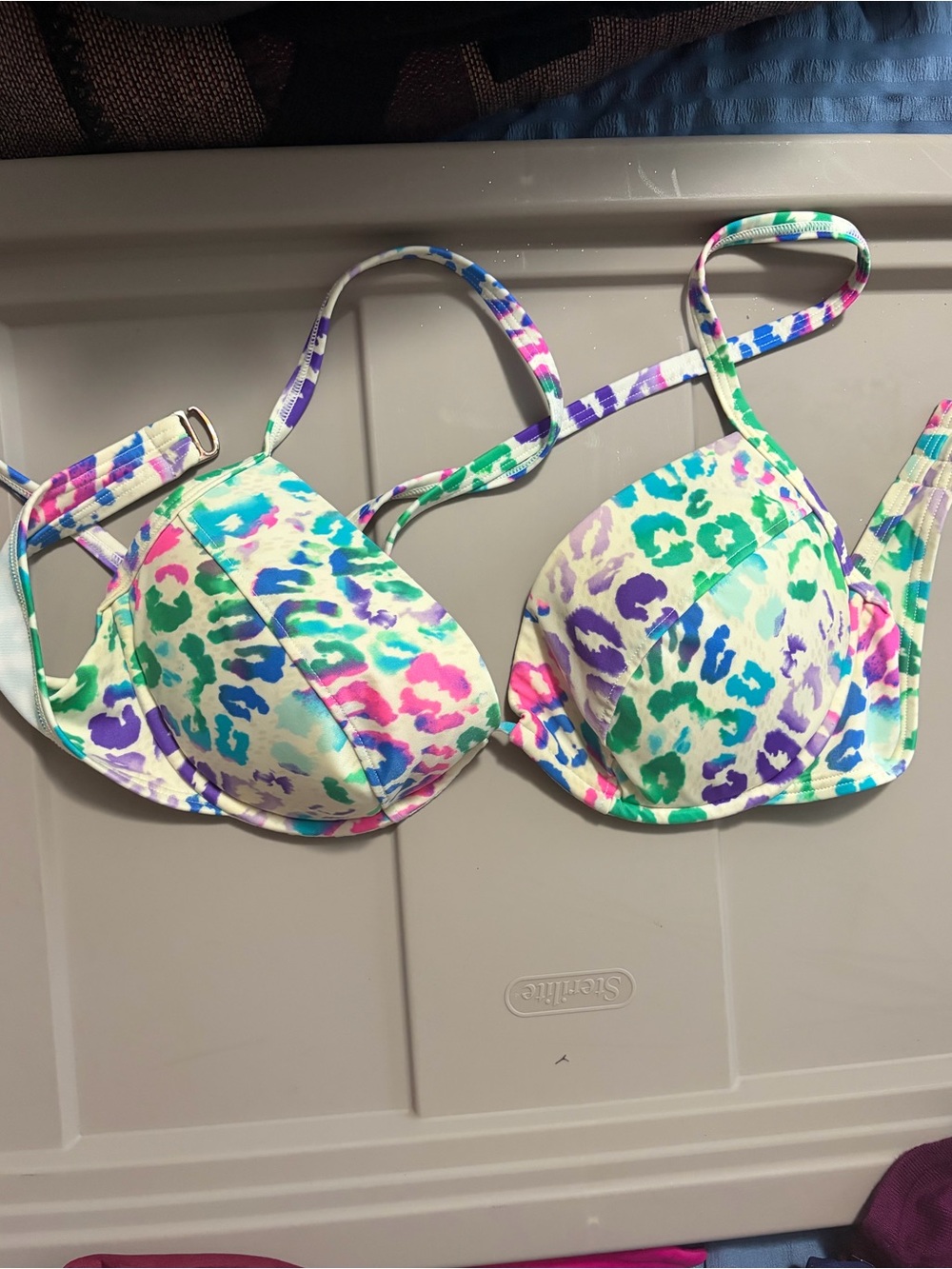 Victoria’s Secret Colorful Leopard Print Padded Swim Top - Multicolor